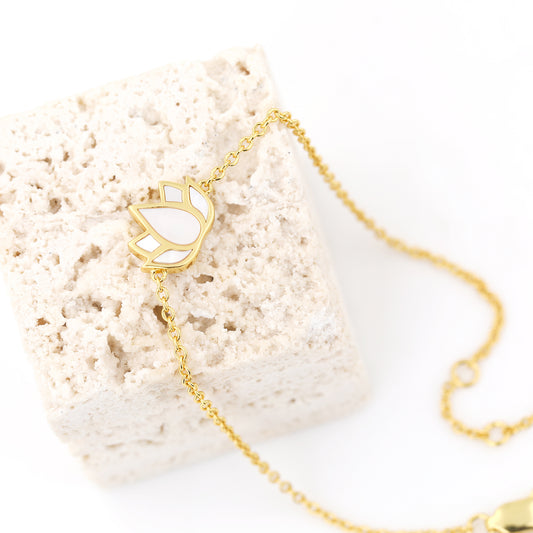 MOTHER OF PEARL LOTUS BRACELET