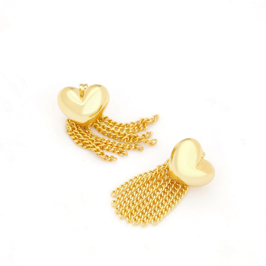 PUFF HEART FRINGING EARRING