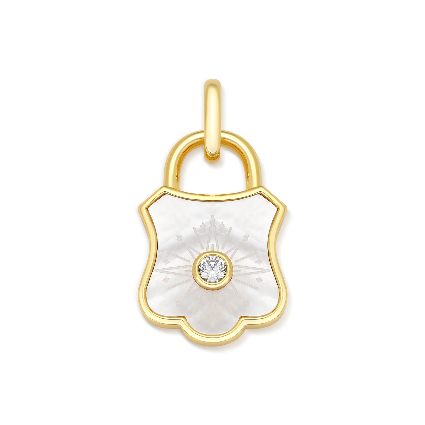 PADLOCK CHARM PENDANT WITH MOTHER OF PEARL