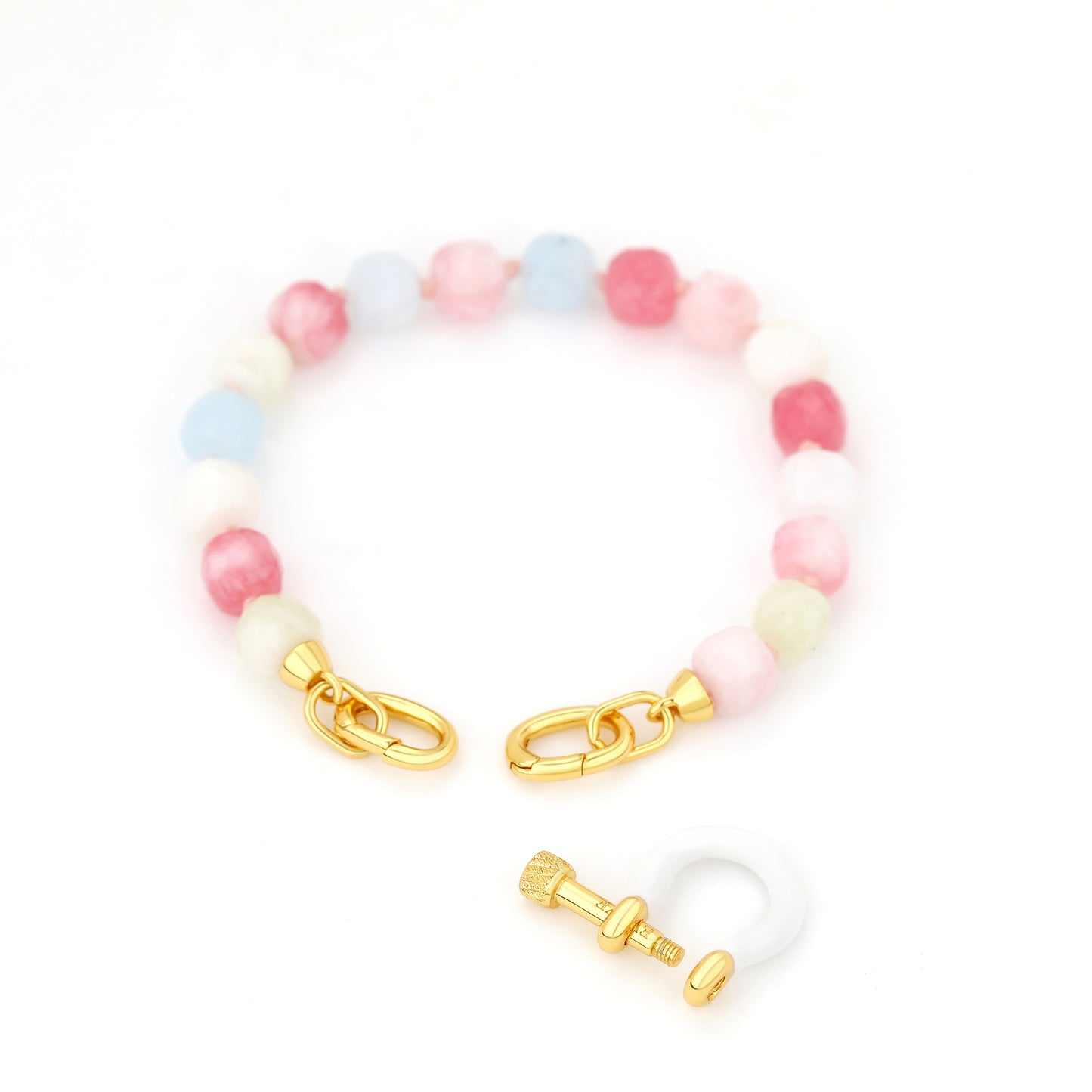 SEMI PRECIOUS BEADED BRACELET WITH HORSE SHOE LOCK