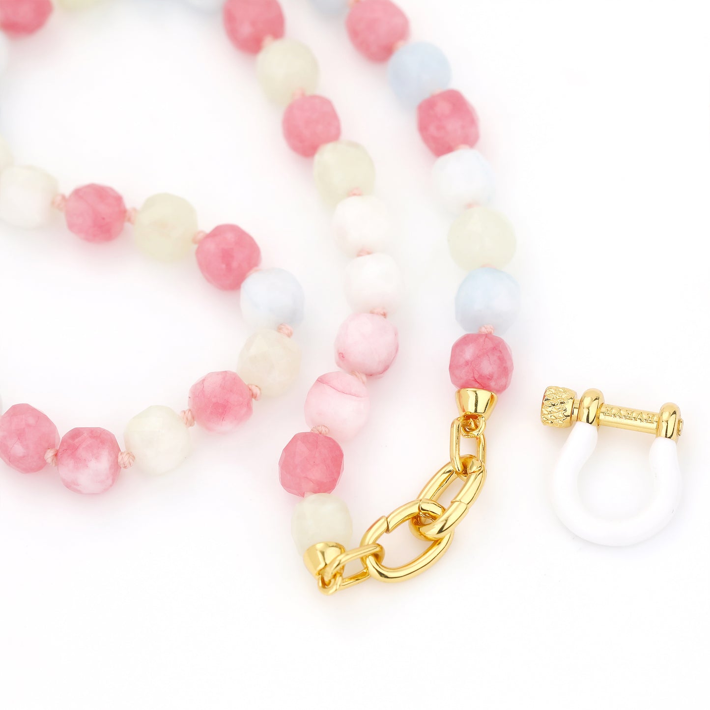 SEMI PRECIOUS BEADED NECKLACE WITH HORSE SHOE LOCK