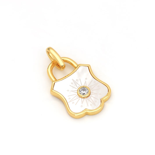 PADLOCK CHARM PENDANT WITH MOTHER OF PEARL