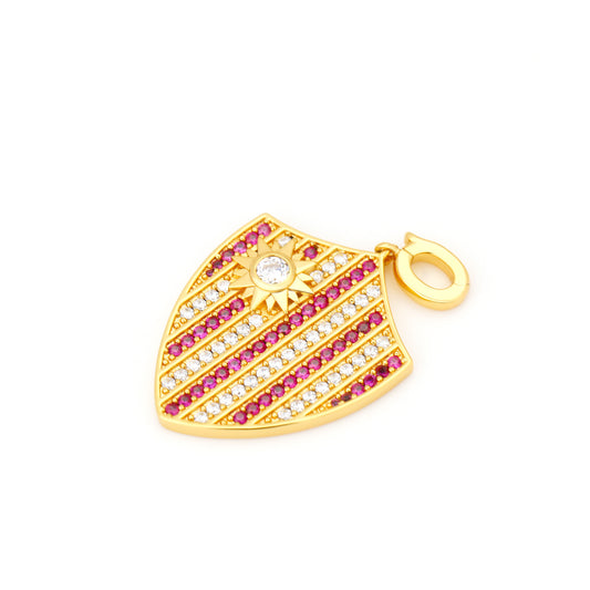 LOVE SHEILD CHARM PENDANT WITH CRYSTAL PAVE