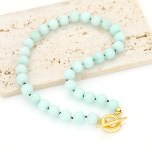 JADE BEAD TOGGLE BAR NECKLACE