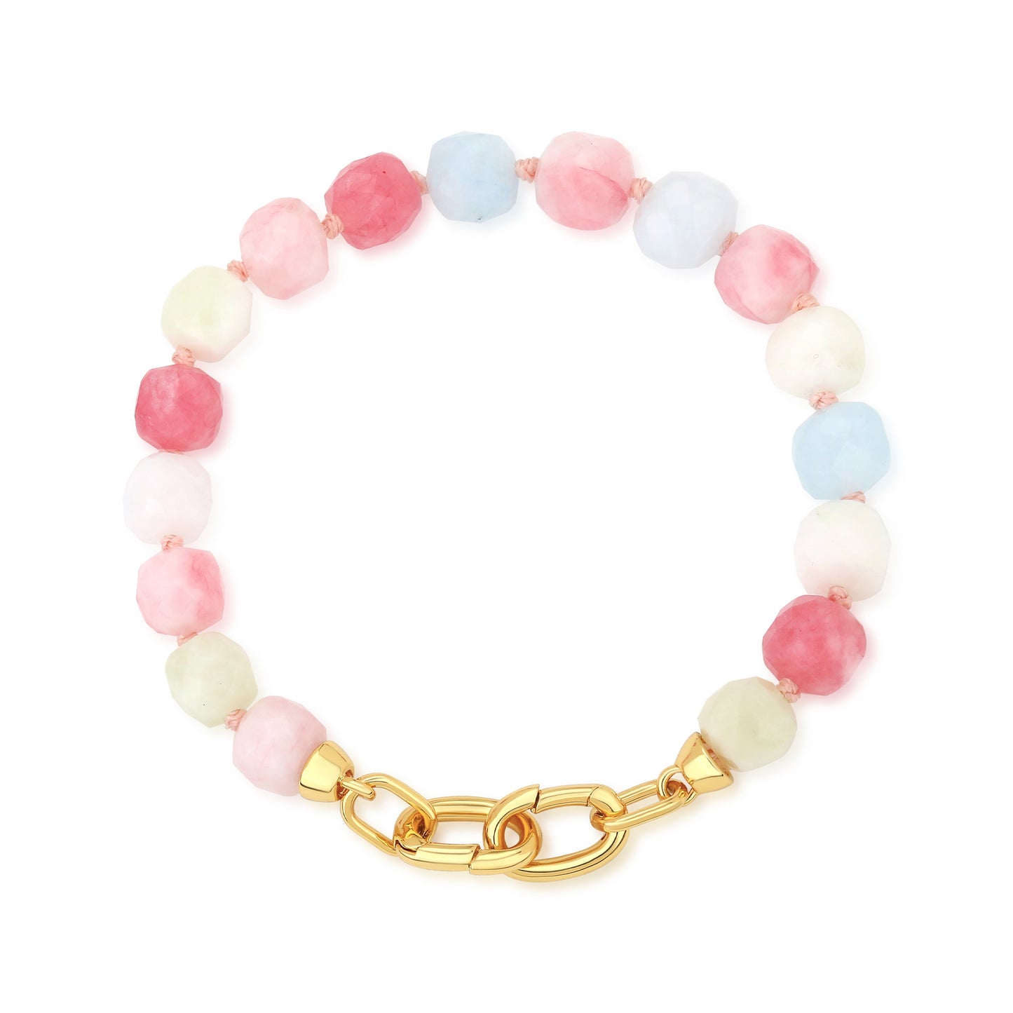 SEMI PRECIOUS BEADED BRACELET WITH HORSE SHOE LOCK