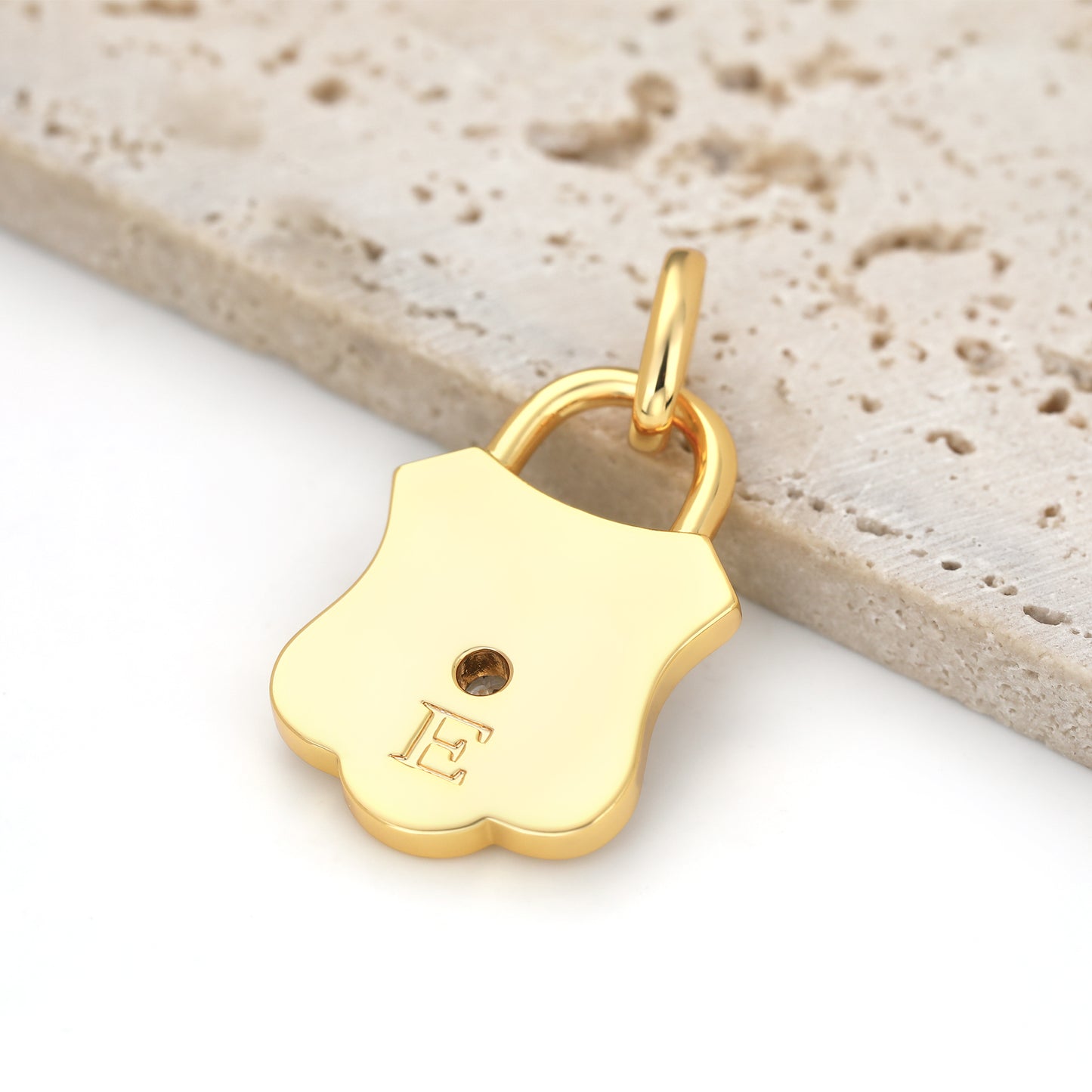 PADLOCK CHARM PENDANT WITH MOTHER OF PEARL