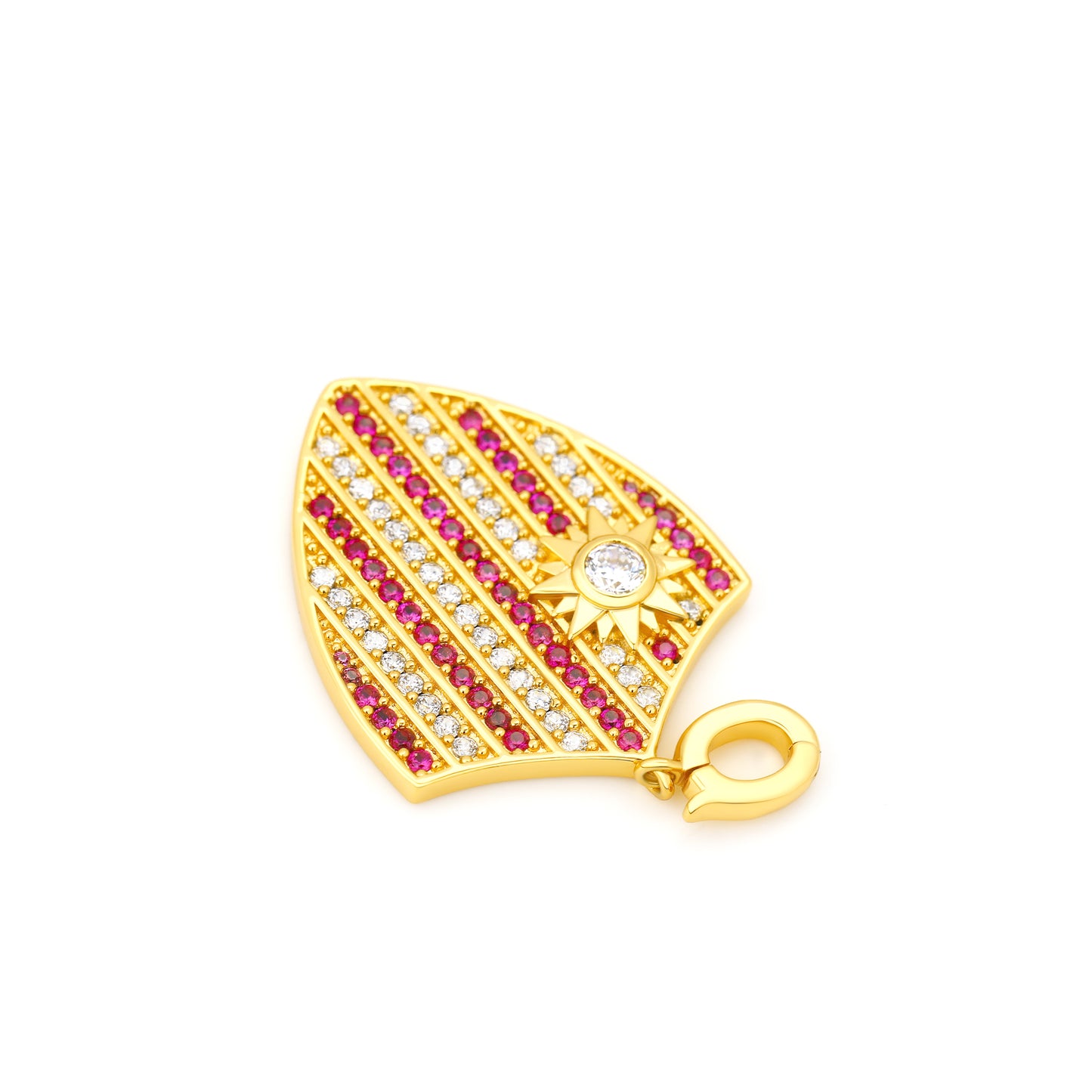 LOVE SHEILD CHARM PENDANT WITH CRYSTAL PAVE