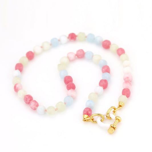 SEMI PRECIOUS BEADED NECKLACE WITH HORSE SHOE LOCK