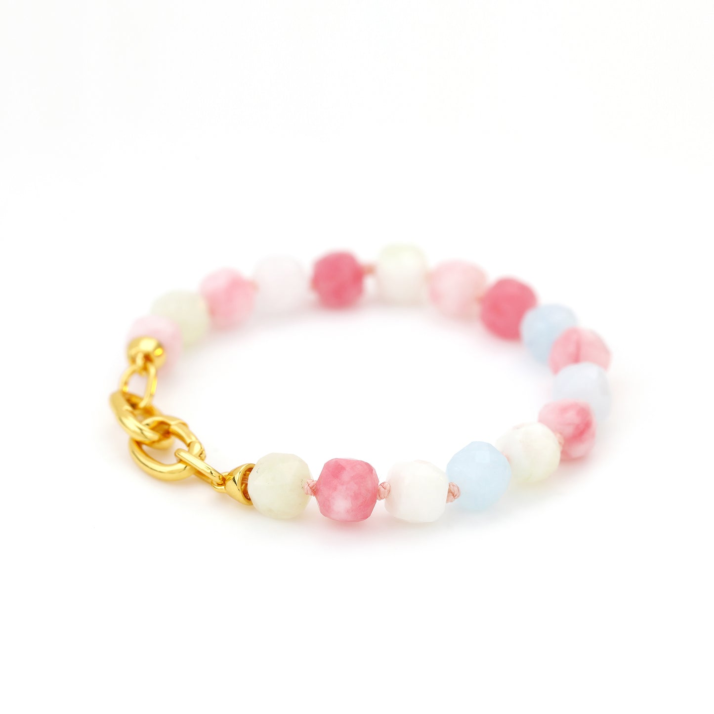 SEMI PRECIOUS BEADED BRACELET WITH HORSE SHOE LOCK