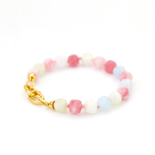 SEMI PRECIOUS BEADED BRACELET WITH HORSE SHOE LOCK