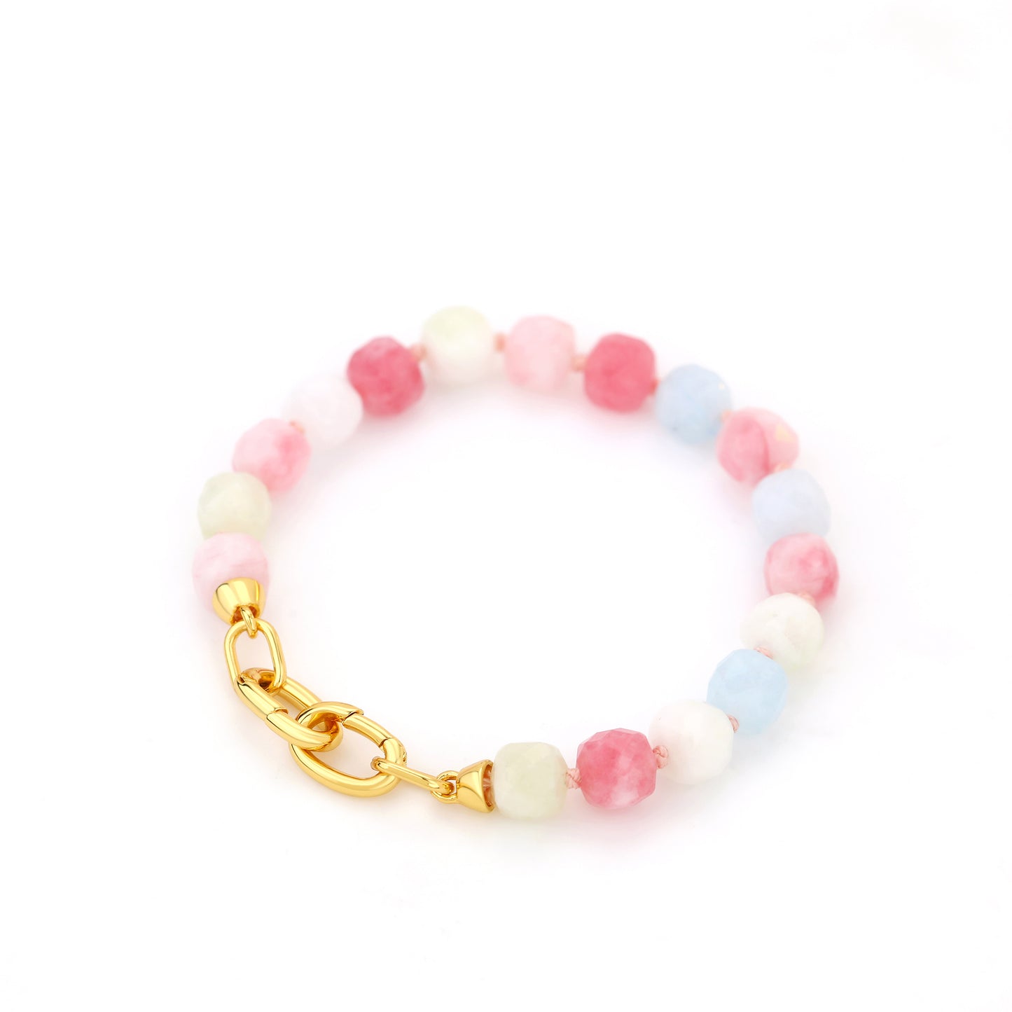 SEMI PRECIOUS BEADED BRACELET WITH HORSE SHOE LOCK