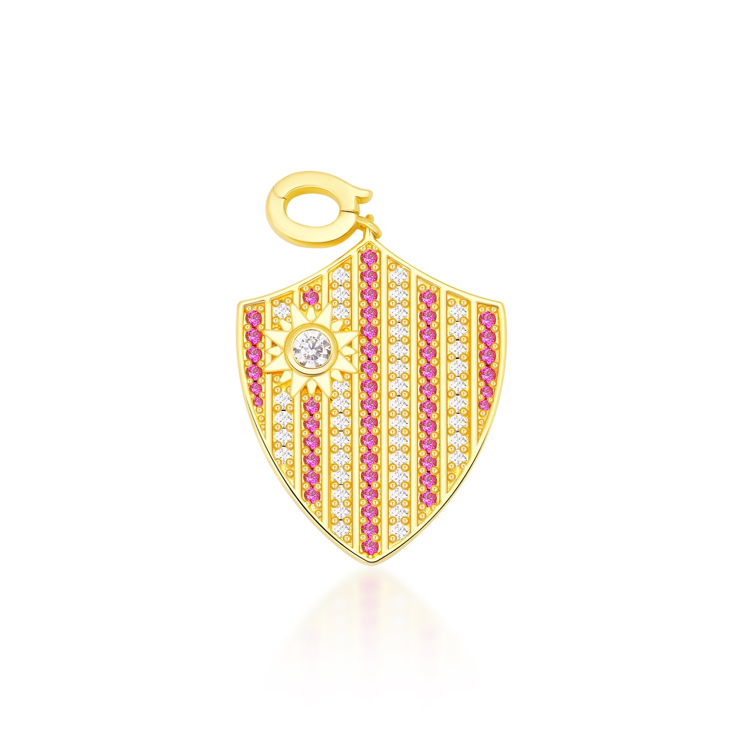 LOVE SHEILD CHARM PENDANT WITH CRYSTAL PAVE