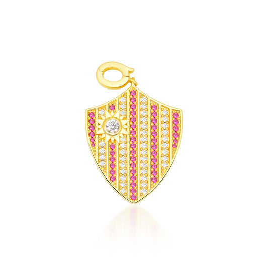 LOVE SHEILD CHARM PENDANT WITH CRYSTAL PAVE