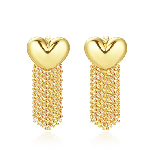 PUFF HEART FRINGING EARRING