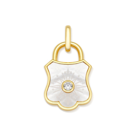 PADLOCK CHARM PENDANT WITH MOTHER OF PEARL