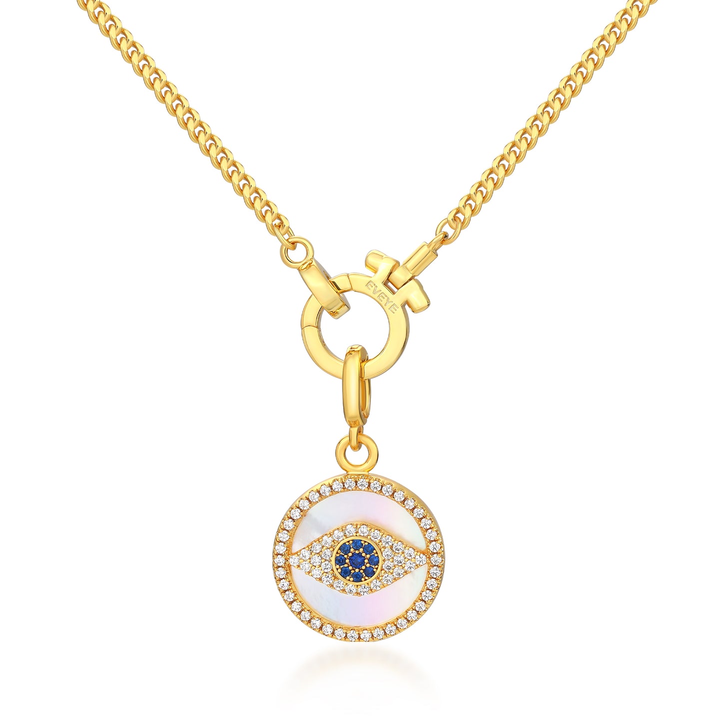 EVIL EYE NATURAL SHELL  PENDANT NECKLACE