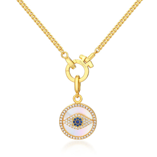 EVIL EYE NATURAL SHELL  PENDANT NECKLACE