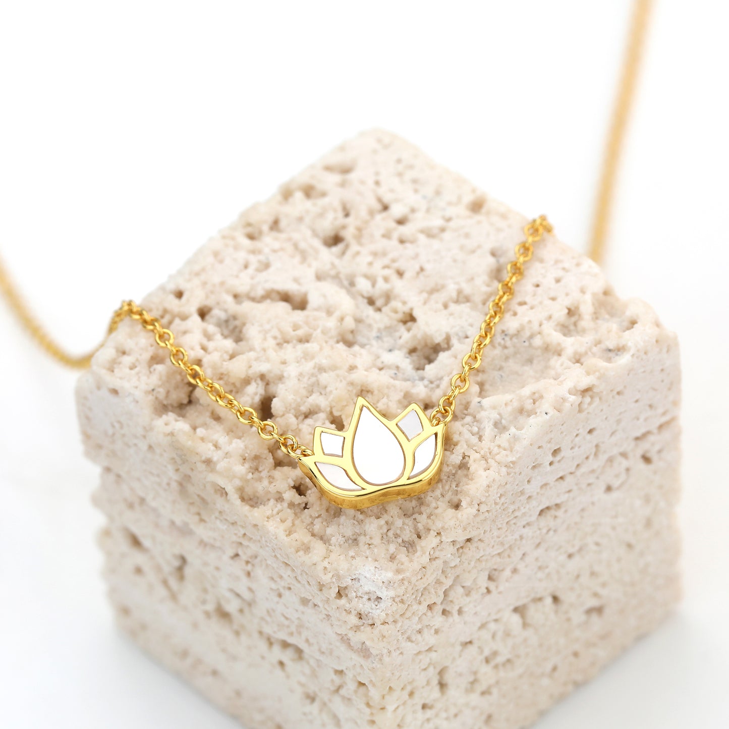 MOTHER OF PEARL LOTUS NECKLACE