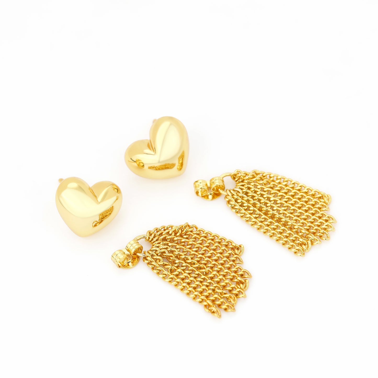 PUFF HEART FRINGING EARRING