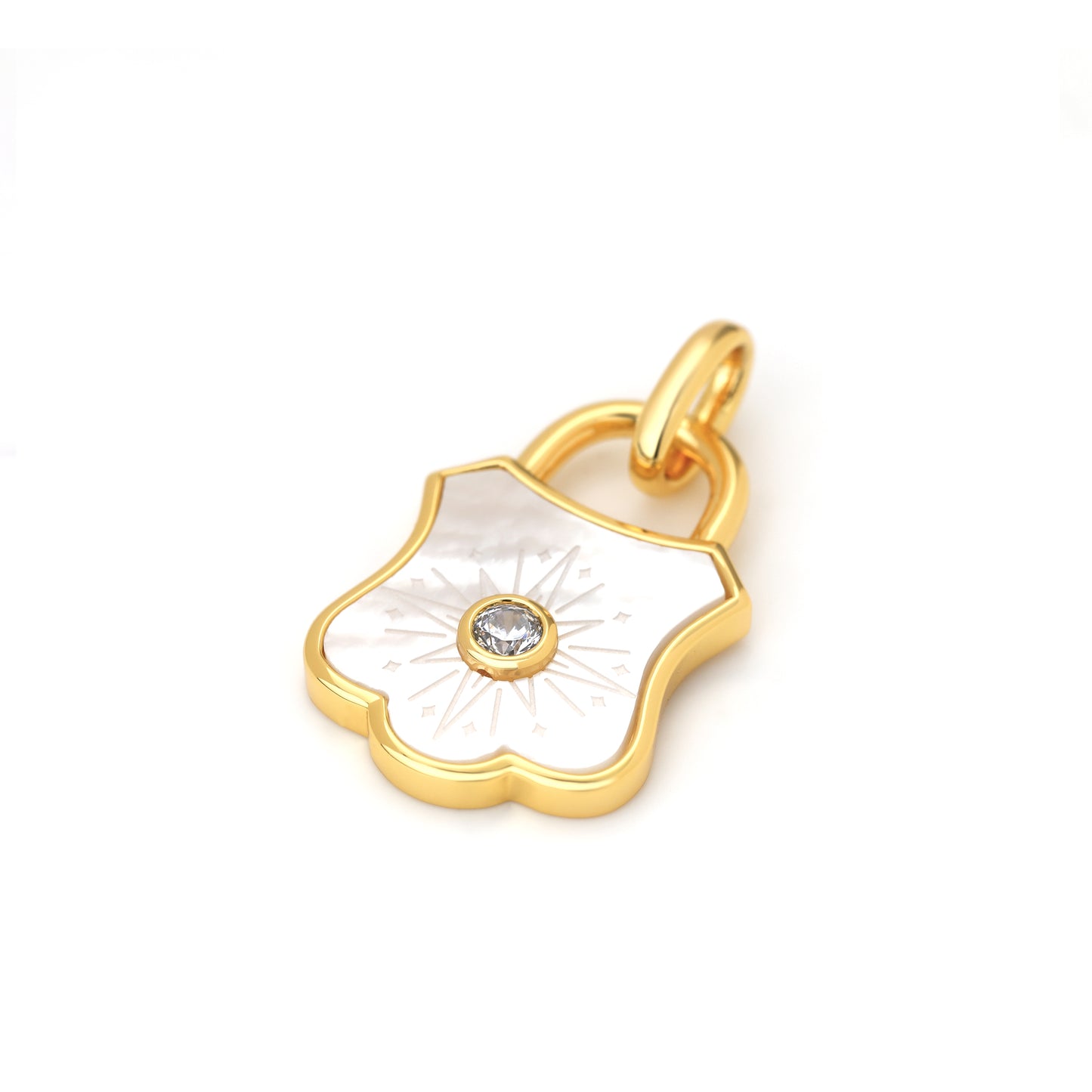 PADLOCK CHARM PENDANT WITH MOTHER OF PEARL