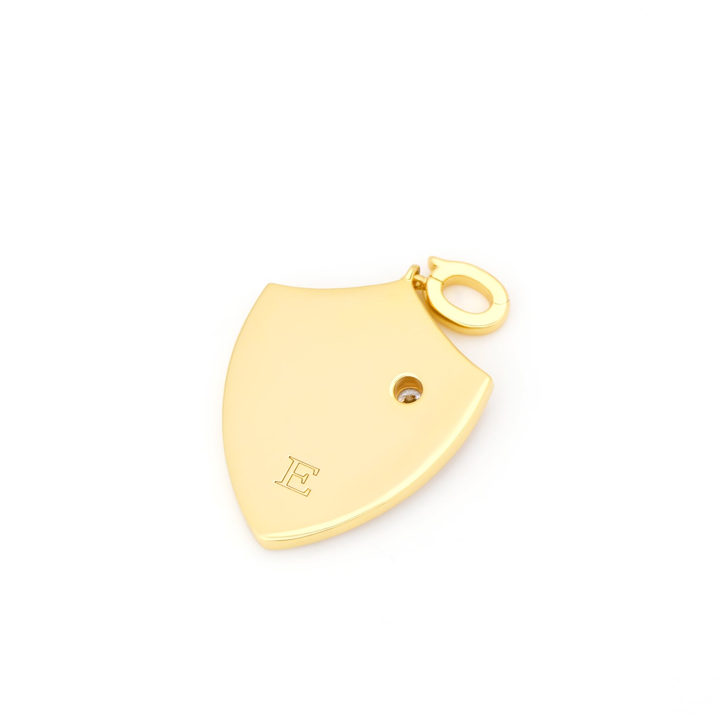 LOVE SHEILD CHARM PENDANT WITH CRYSTAL PAVE