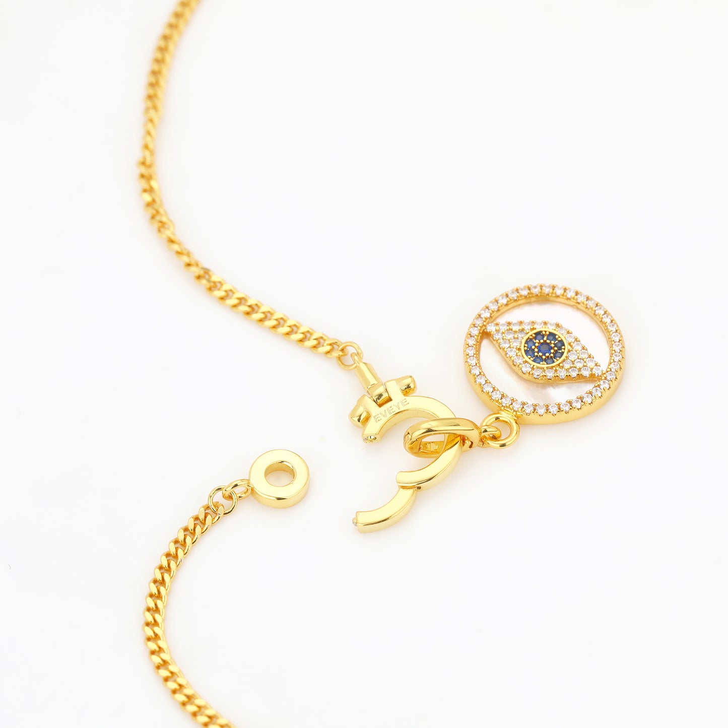 EVIL EYE NATURAL SHELL  PENDANT NECKLACE