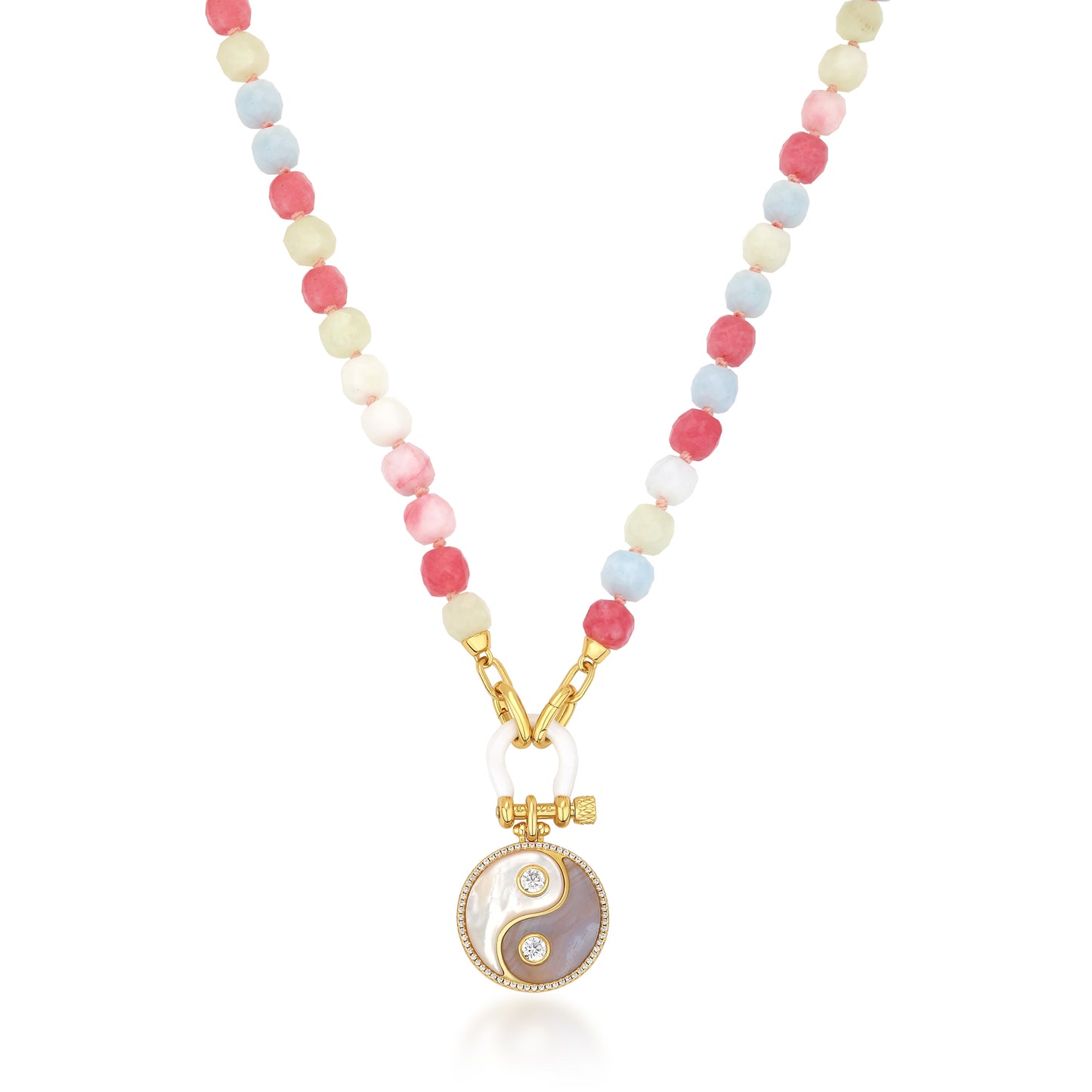 SEMI PRECIOUS BEADED NECKLACE WITH HORSE SHOE LOCK
