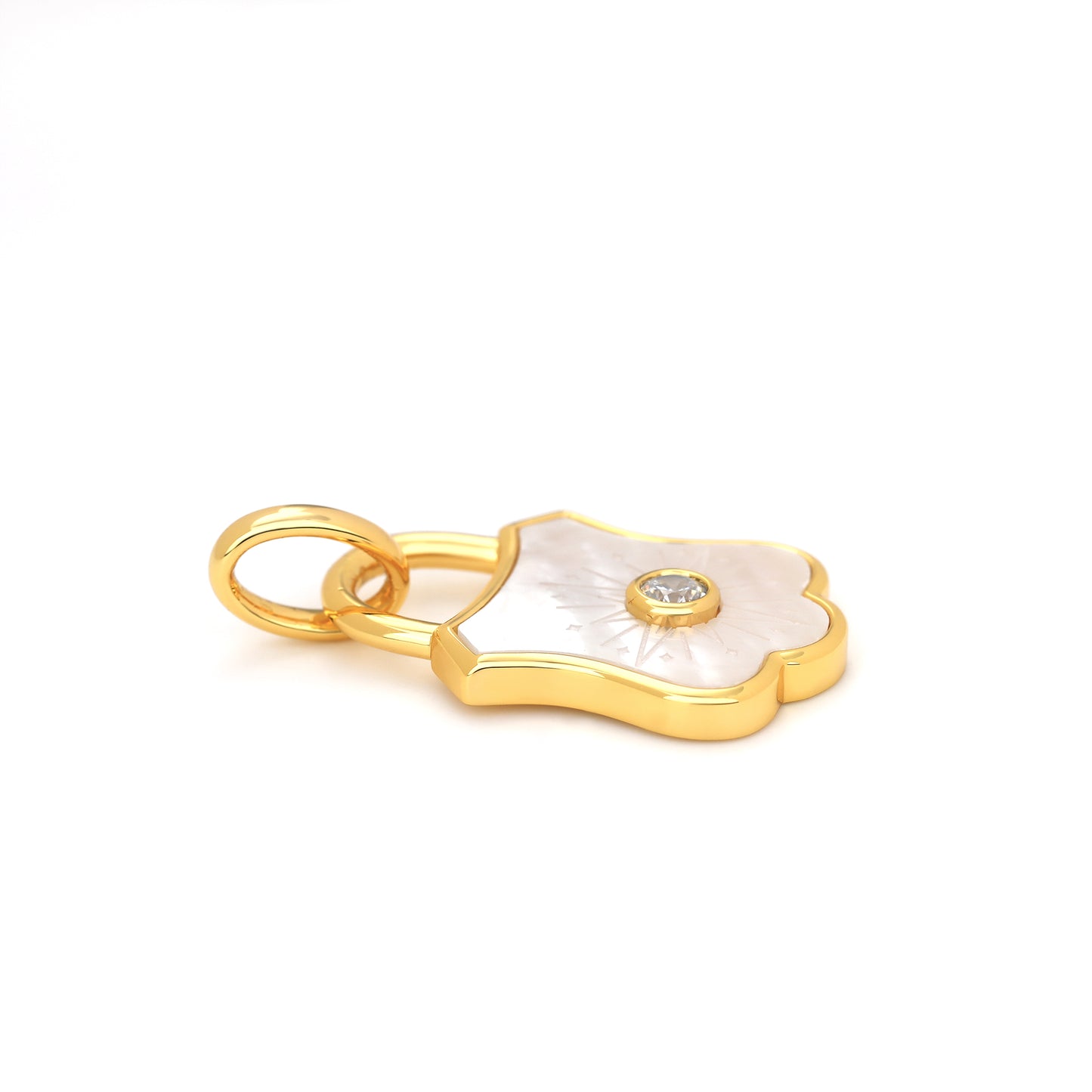 PADLOCK CHARM PENDANT WITH MOTHER OF PEARL