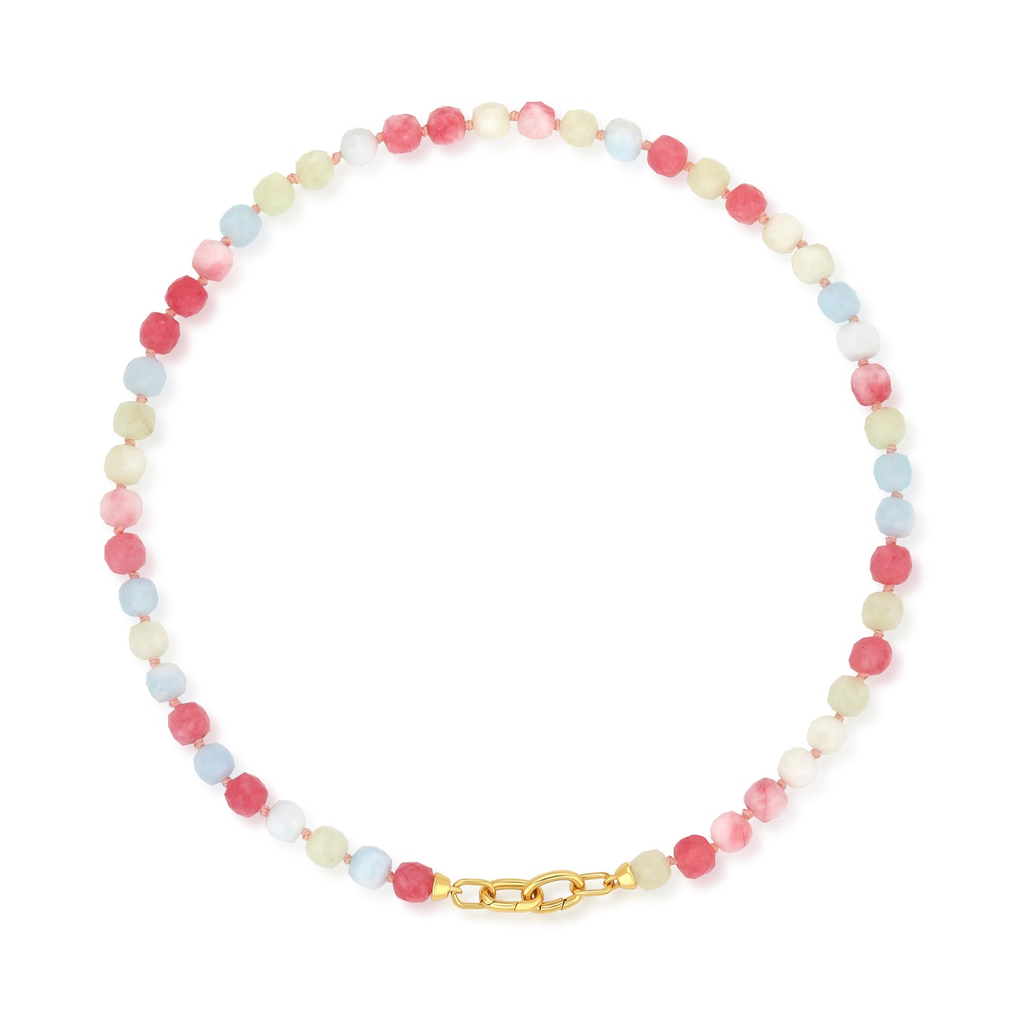 SEMI PRECIOUS BEADED NECKLACE WITH HORSE SHOE LOCK