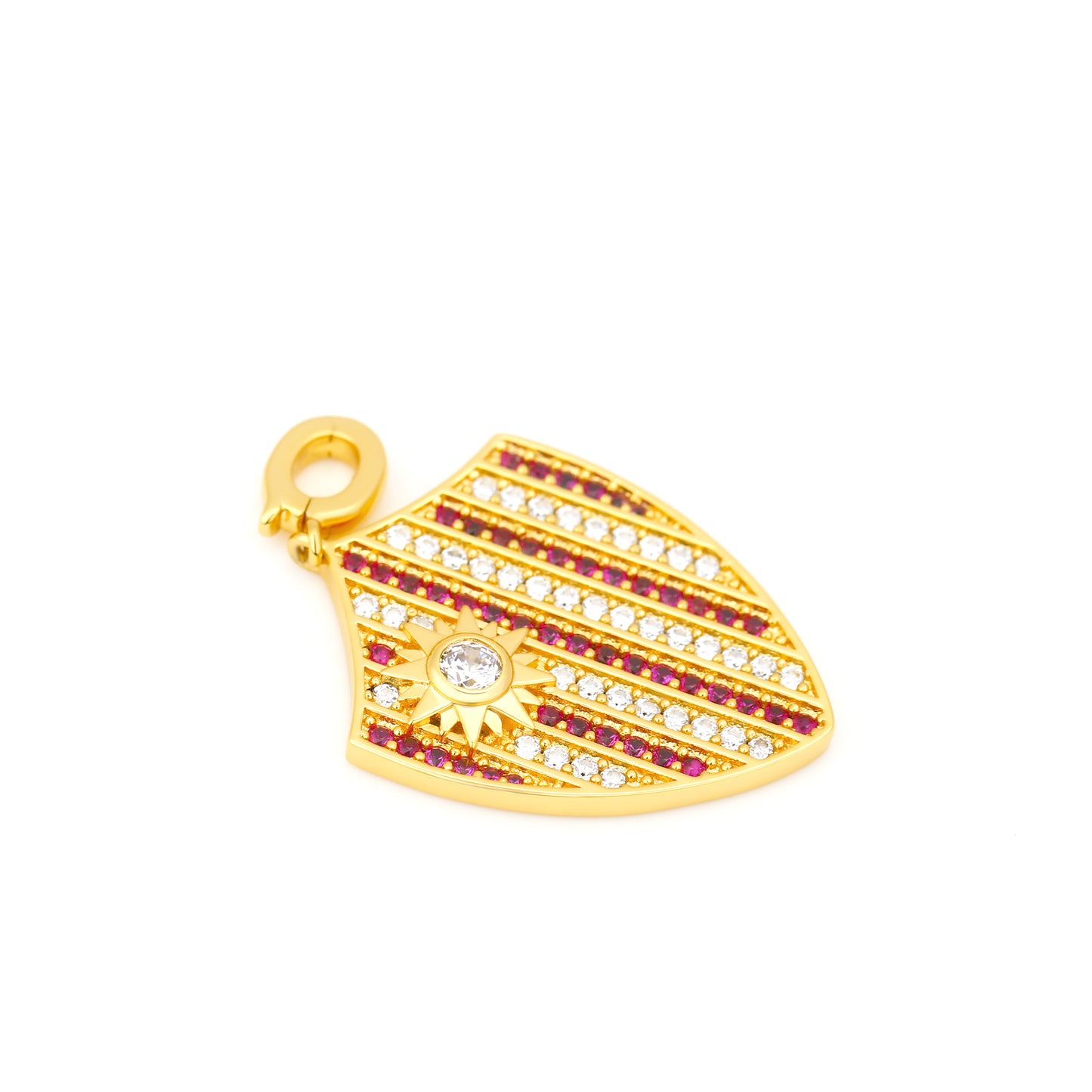 LOVE SHEILD CHARM PENDANT WITH CRYSTAL PAVE