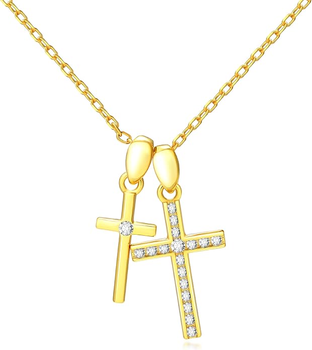 Cross Necklace Double Cross Pendant