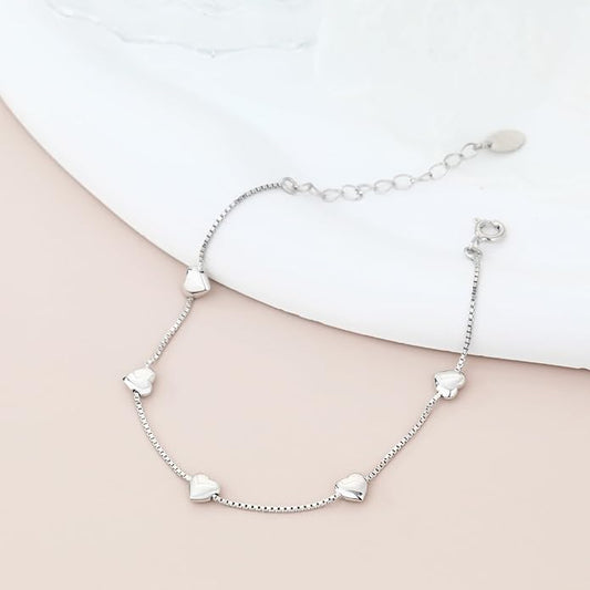 Silver Trendy Heart Bracelet